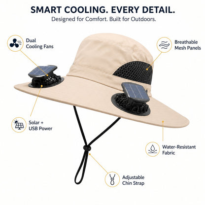 Solar Fan Hat ☀️ — Stay Cool for Yard Work, Fishing & Summer Heat