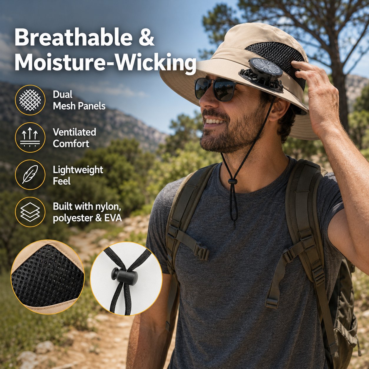 Solar Fan Hat ☀️ — Stay Cool for Yard Work, Fishing & Summer Heat