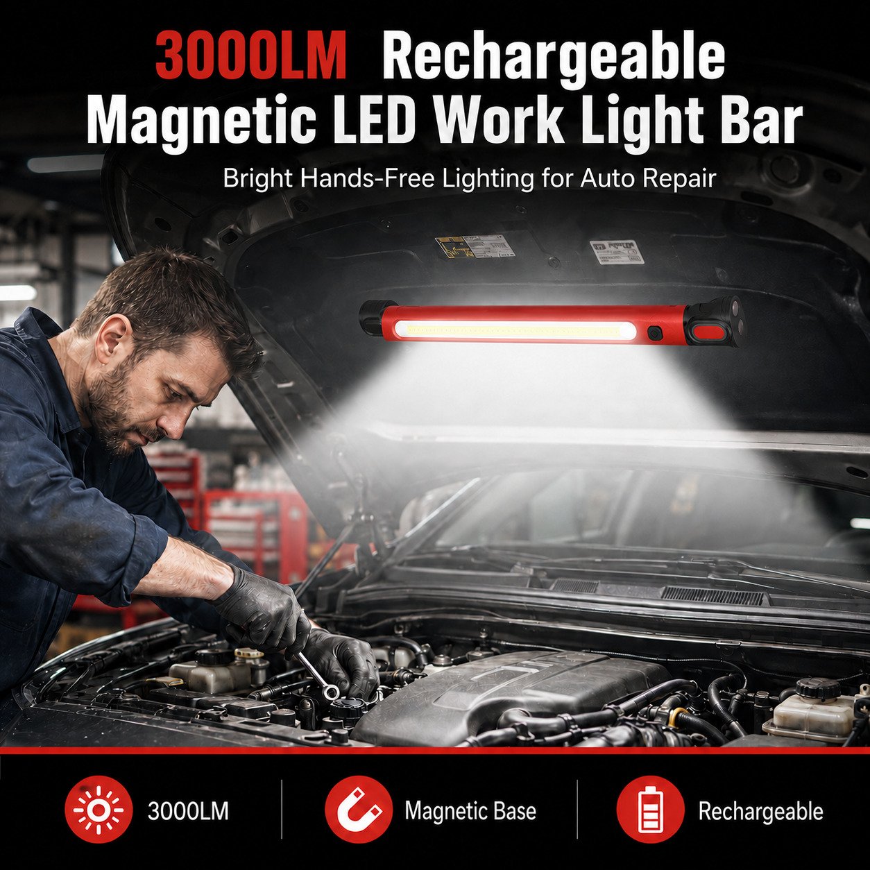🔥 49% OFF Father’s Day Deal｜3000LM Rechargeable Magnetic Work Light