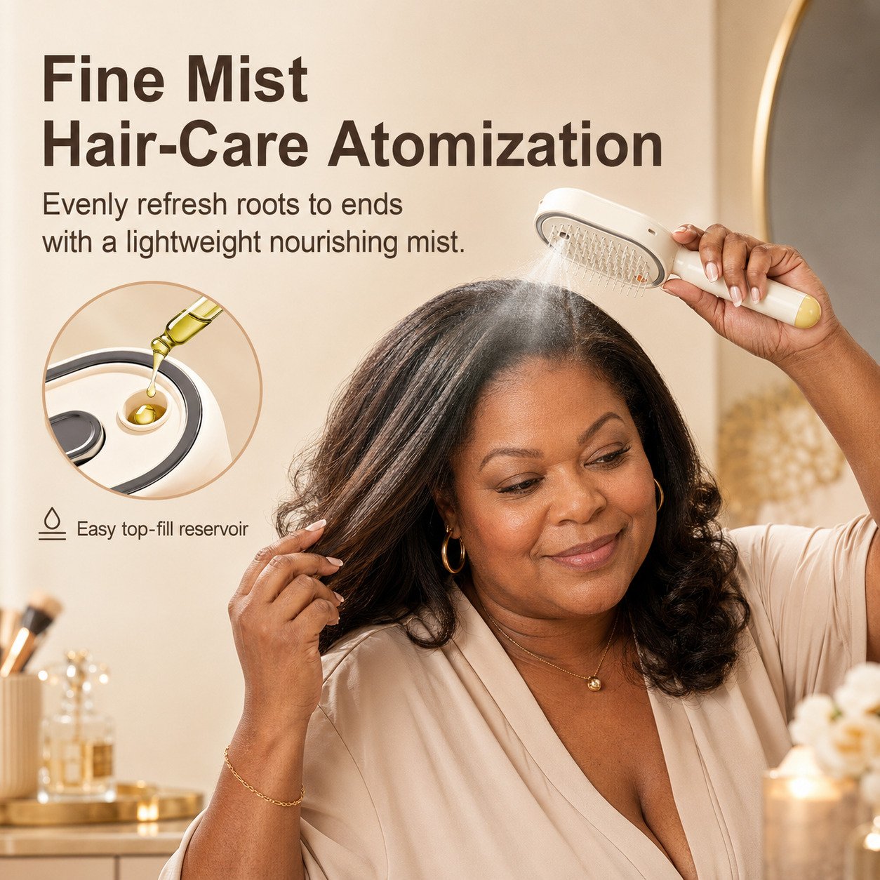 3-in-1 Mist Hair Brush ✨ — Spray, Massage & Self-Clean