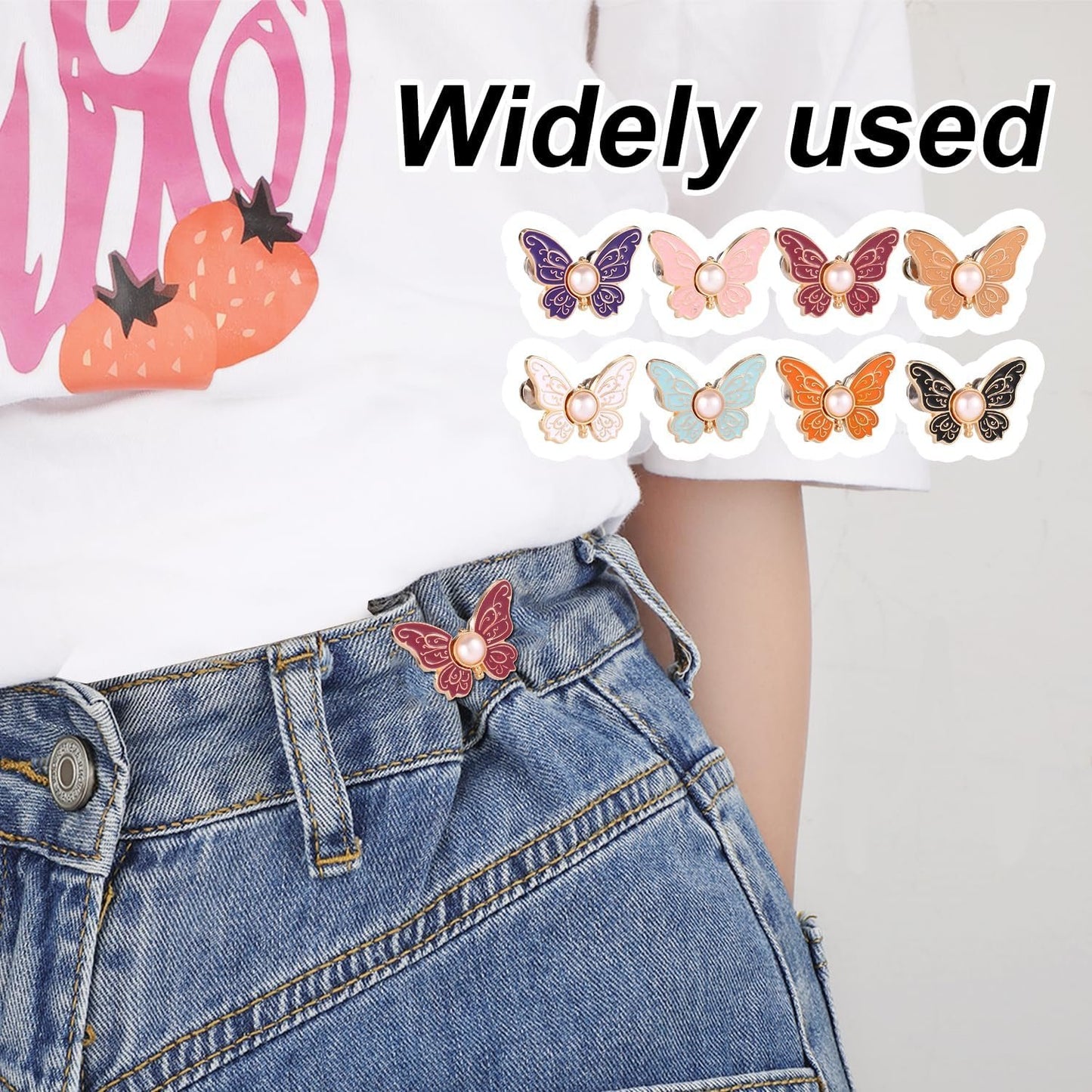 🔥8Pcs Butterfly Pants Waist Tightener — Make Loose Jeans Look Cute 🦋