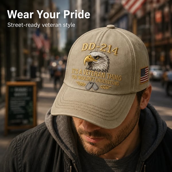DD-214 Veteran 3D Embroidered Cap - 🎁 Free Honor Coin With Every Cap Purchase