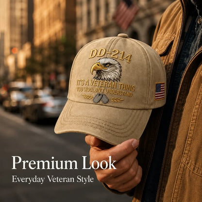 DD-214 Veteran 3D Embroidered Cap - 🎁 Free Honor Coin With Every Cap Purchase