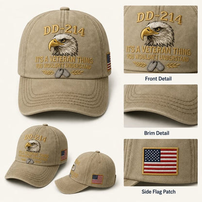 DD-214 Veteran 3D Embroidered Cap - 🎁 Free Honor Coin With Every Cap Purchase