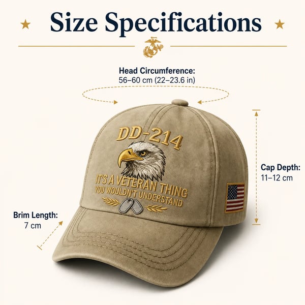 DD-214 Veteran 3D Embroidered Cap - 🎁 Free Honor Coin With Every Cap Purchase