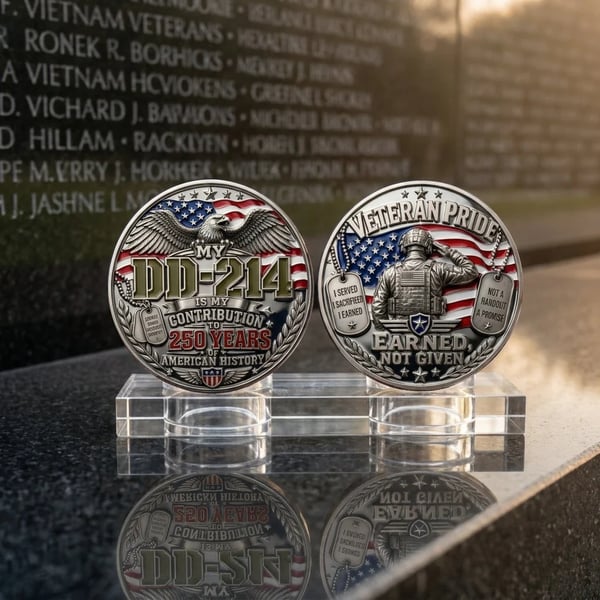 DD-214 Veteran 3D Embroidered Cap - 🎁 Free Honor Coin With Every Cap Purchase