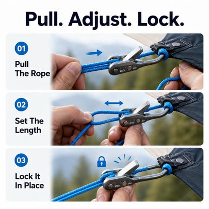 No-Knot Rope Tensioner Kit 🏕️ | Pull, Lock & Secure