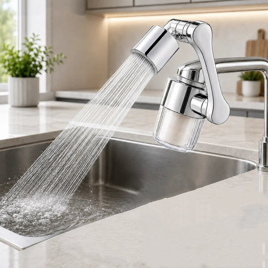 Swivel Faucet Aerator Filter Set – 2-Mode Anti-Splash Sink Sprayer with 5 Replacement Filters