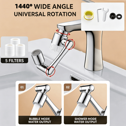 Swivel Faucet Aerator Filter Set – 2-Mode Anti-Splash Sink Sprayer with 5 Replacement Filters