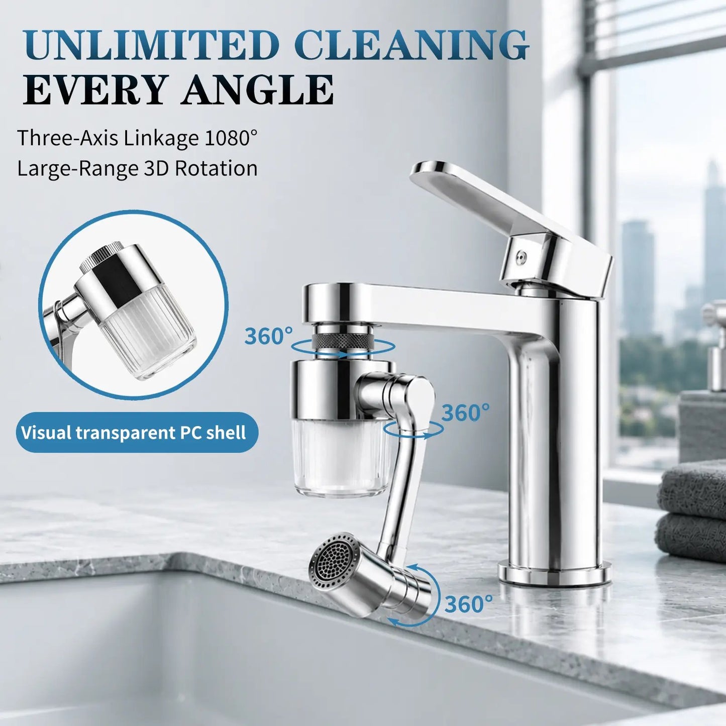 Swivel Faucet Aerator Filter Set – 2-Mode Anti-Splash Sink Sprayer with 5 Replacement Filters