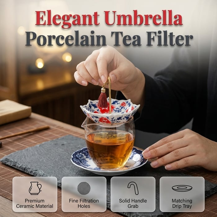 ☂️ Porcelain Umbrella Tea Infuser Set – Brew Loose Tea Beautifully