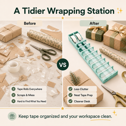 🎁 Desktop Tape Dispenser – Prep 18 Strips for Faster Wrapping