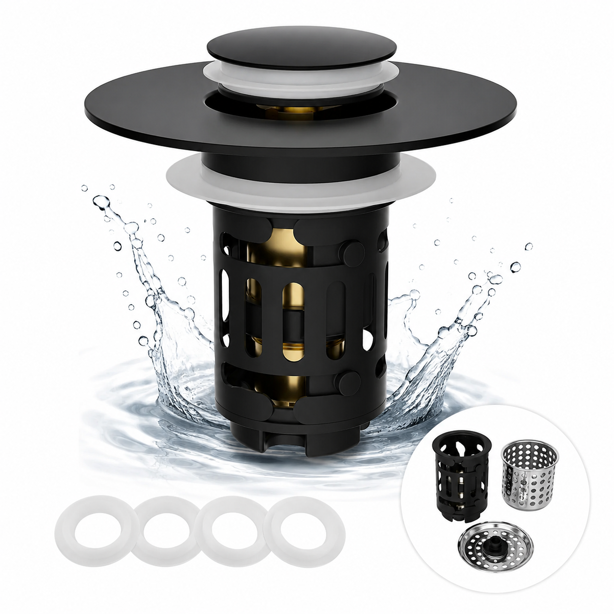 Stop Clogs & Catch Lost Jewelry ✨ — 3-in-1 Sink Drain Stopper