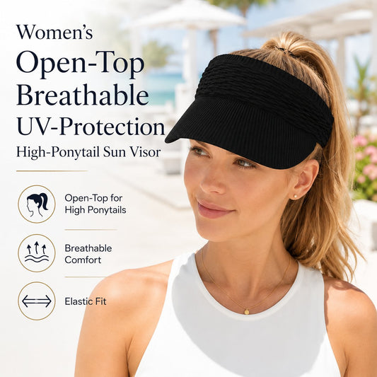 Women’s Open-Top Breathable UV-Protection High-Ponytail Sun Visor