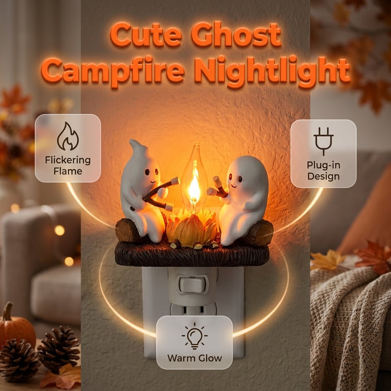 Ghost Campfire Night Light — Funny Halloween Nightlight Indoor Decorations👻✨