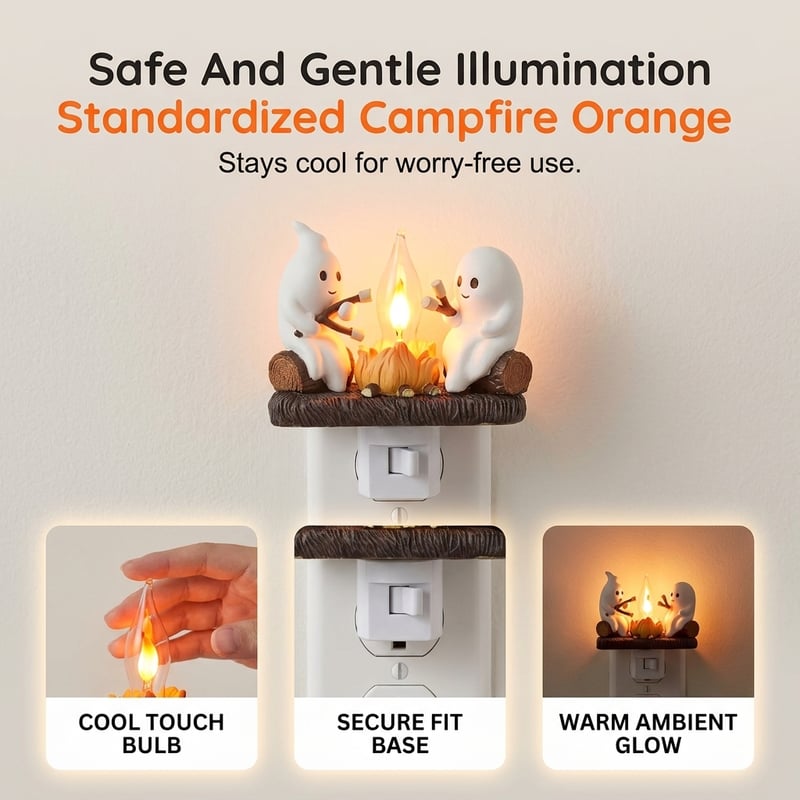 Ghost Campfire Night Light — Funny Halloween Nightlight Indoor Decorations👻✨