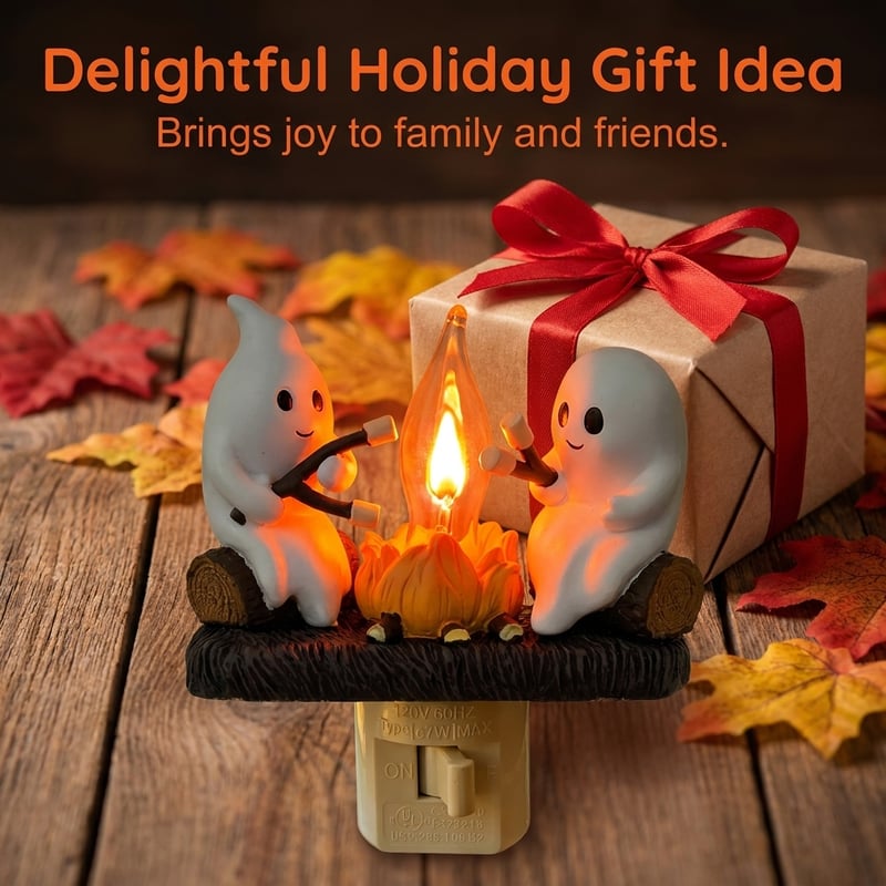 Ghost Campfire Night Light — Funny Halloween Nightlight Indoor Decorations👻✨