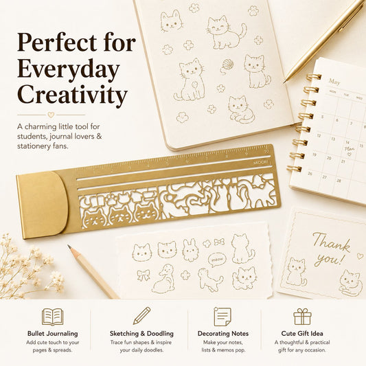 🐱📏Cute Hollow Cat 2-in-1 Metal Bookmark Ruler