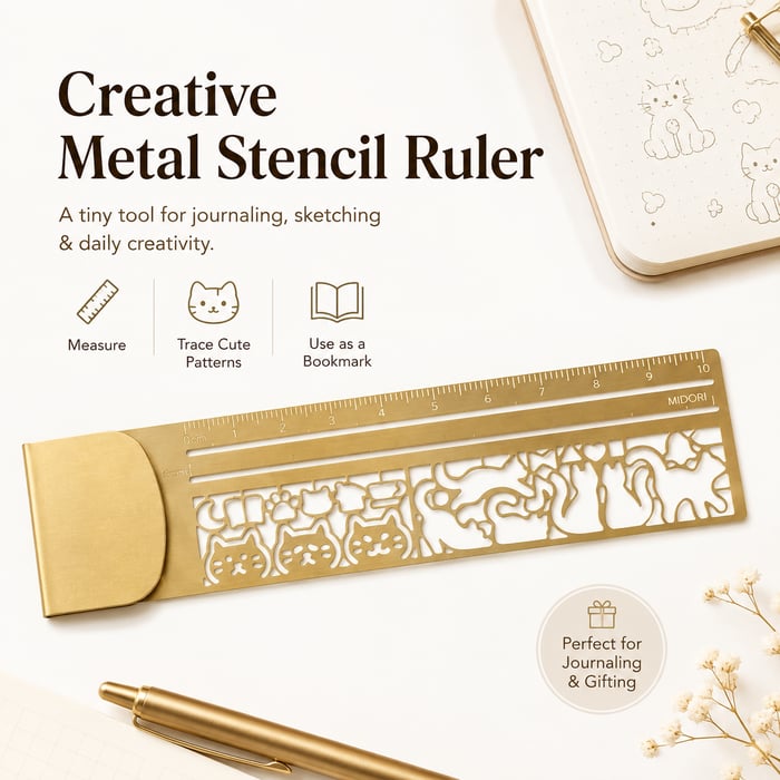 🐱📏Cute Hollow Cat 2-in-1 Metal Bookmark Ruler