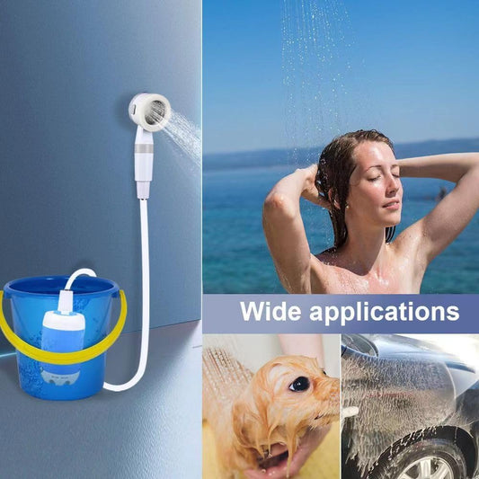 Portable Rechargeable Outdoor Shower Pump - Bucket Water Sprayer for Camping, Hiking & Car Washing