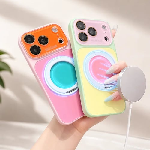 🎨Dopamine Colors Magnetic Case,with 360° Rotating Ring Stand, Wireless Charging Compatible with MagSafe