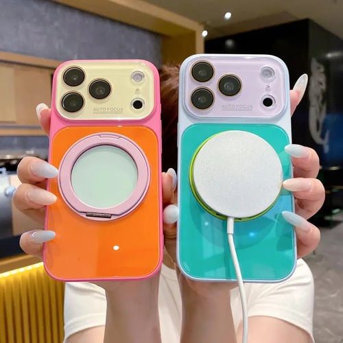 🎨Dopamine Colors Magnetic Case,with 360° Rotating Ring Stand, Wireless Charging Compatible with MagSafe