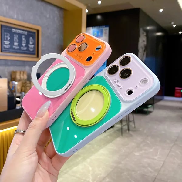 🎨Dopamine Colors Magnetic Case,with 360° Rotating Ring Stand, Wireless Charging Compatible with MagSafe