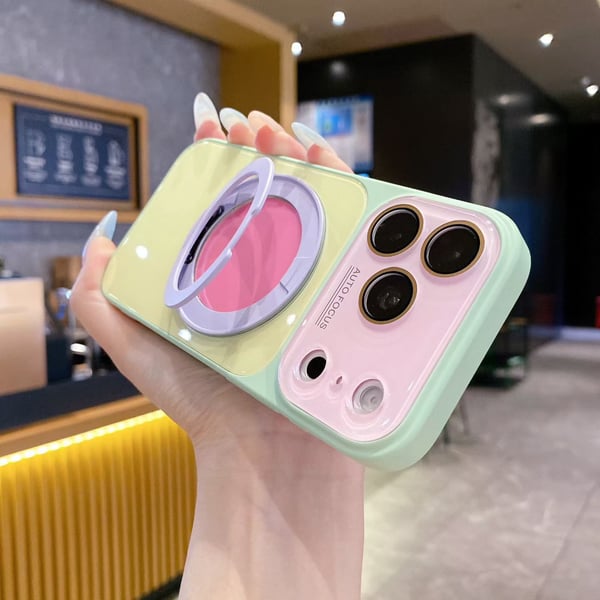 🎨Dopamine Colors Magnetic Case,with 360° Rotating Ring Stand, Wireless Charging Compatible with MagSafe