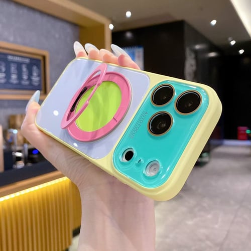 🎨Dopamine Colors Magnetic Case,with 360° Rotating Ring Stand, Wireless Charging Compatible with MagSafe