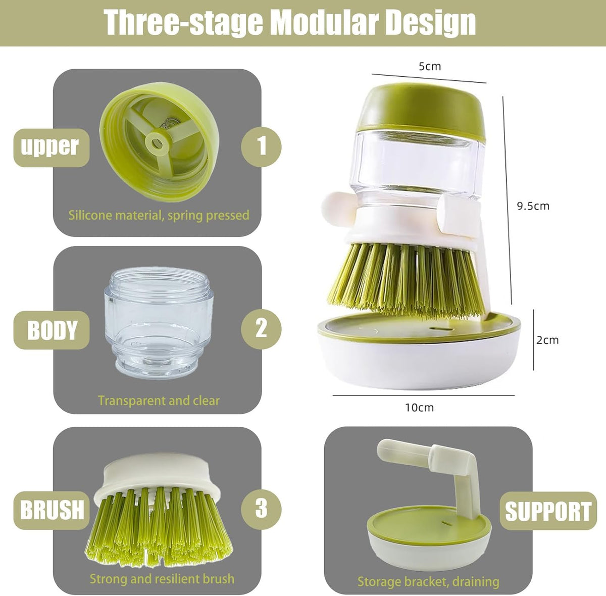 Press & Clean Soap-Dispensing Dish Brush – Scrub Smarter, Waste Less 🫧