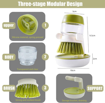 Press & Clean Soap-Dispensing Dish Brush – Scrub Smarter, Waste Less 🫧