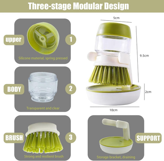Press & Clean Soap-Dispensing Dish Brush – Scrub Smarter, Waste Less 🫧