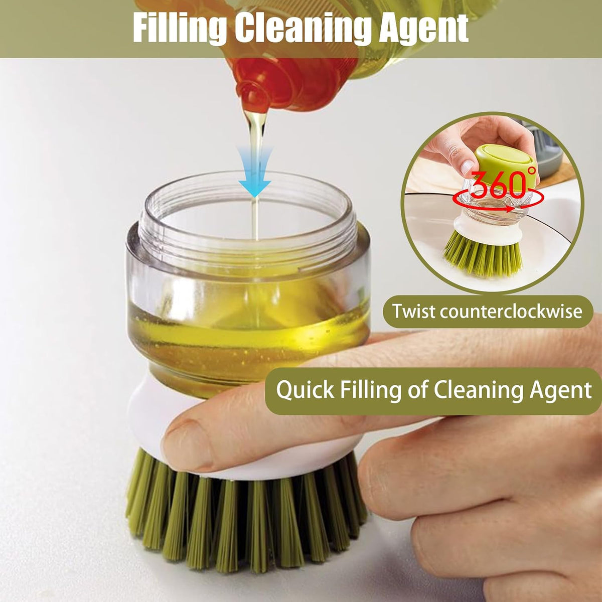 Press & Clean Soap-Dispensing Dish Brush – Scrub Smarter, Waste Less 🫧