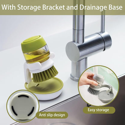 Press & Clean Soap-Dispensing Dish Brush – Scrub Smarter, Waste Less 🫧