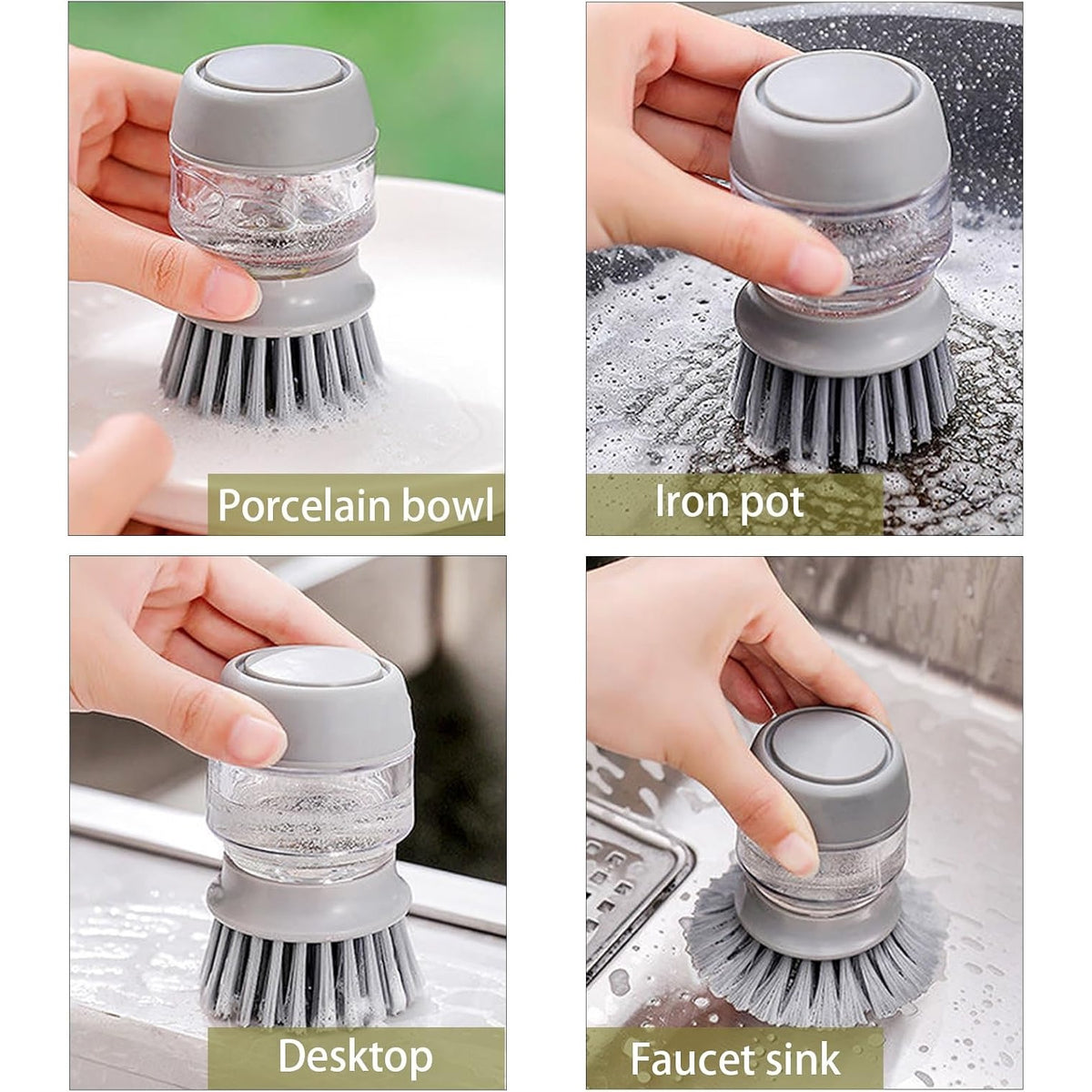 Press & Clean Soap-Dispensing Dish Brush – Scrub Smarter, Waste Less 🫧