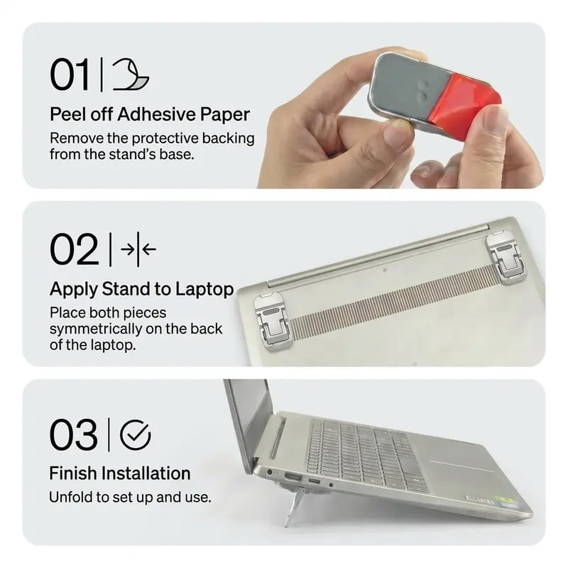 💻 Invisible Adjustable Laptop Stand – Ultra-Slim 2-Piece Set