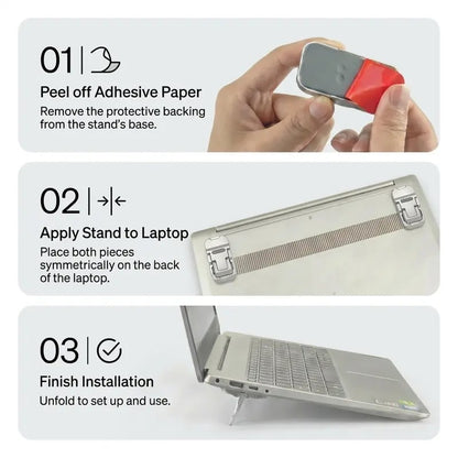 💻 Invisible Adjustable Laptop Stand – Ultra-Slim 2-Piece Set