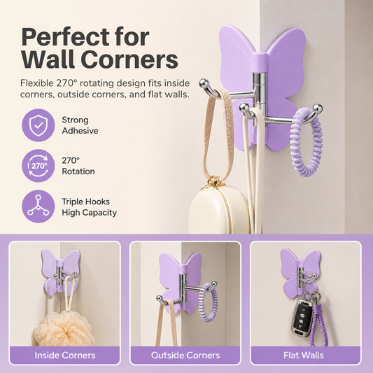 🦋 4-Piece Wall Organizer — More Storage, No Drilling