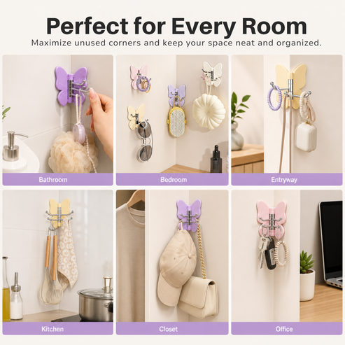 🦋 4-Piece Wall Organizer — More Storage, No Drilling