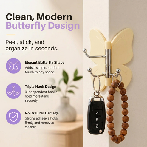 🦋 4-Piece Wall Organizer — More Storage, No Drilling