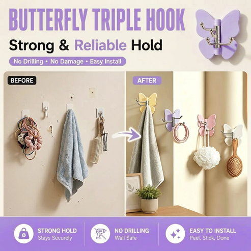🦋 4-Piece Wall Organizer — More Storage, No Drilling