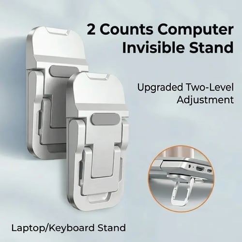 💻 Invisible Adjustable Laptop Stand – Ultra-Slim 2-Piece Set