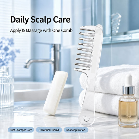 💧Refillable Scalp Oil Applicator Comb with 7 Metal Massage Tips