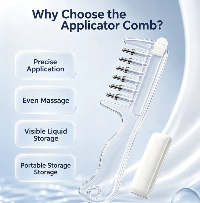 💧Refillable Scalp Oil Applicator Comb with 7 Metal Massage Tips
