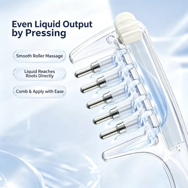 💧Refillable Scalp Oil Applicator Comb with 7 Metal Massage Tips