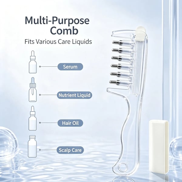 💧Refillable Scalp Oil Applicator Comb with 7 Metal Massage Tips