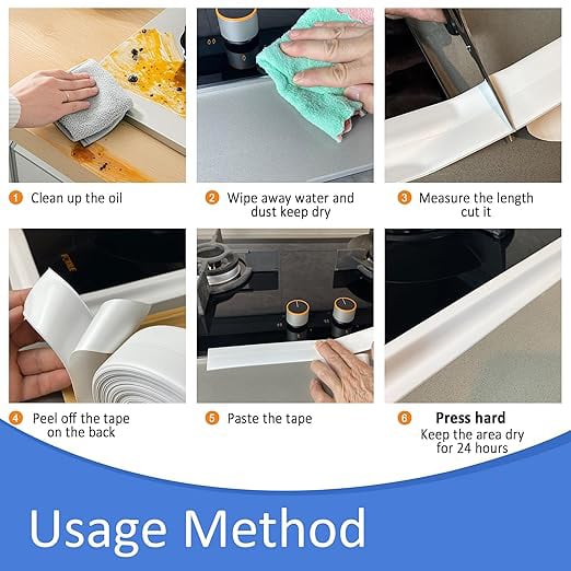 🛁 Self-Adhesive Bath Sealant Strip – Peel, Stick & Seal | 3 Rolls, 3.2m × 38mm