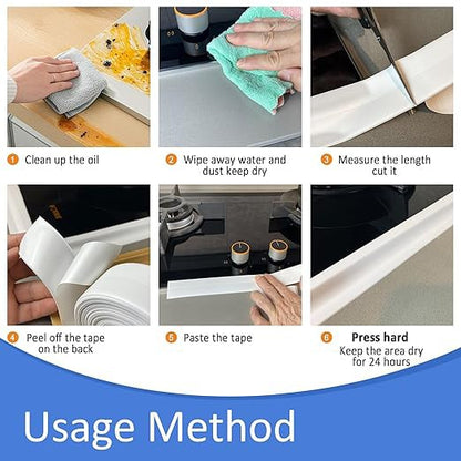 🛁 Self-Adhesive Bath Sealant Strip – Peel, Stick & Seal | 3 Rolls, 3.2m × 38mm