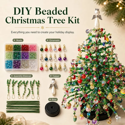 🎄✨ DIY Glass Bead & Faux Pearl Christmas Tree Kit – Create Your Own Sparkling Holiday Decoration