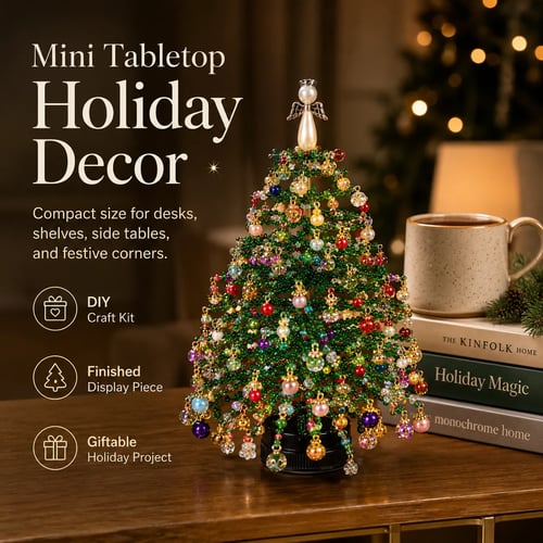 🎄✨ DIY Glass Bead & Faux Pearl Christmas Tree Kit – Create Your Own Sparkling Holiday Decoration